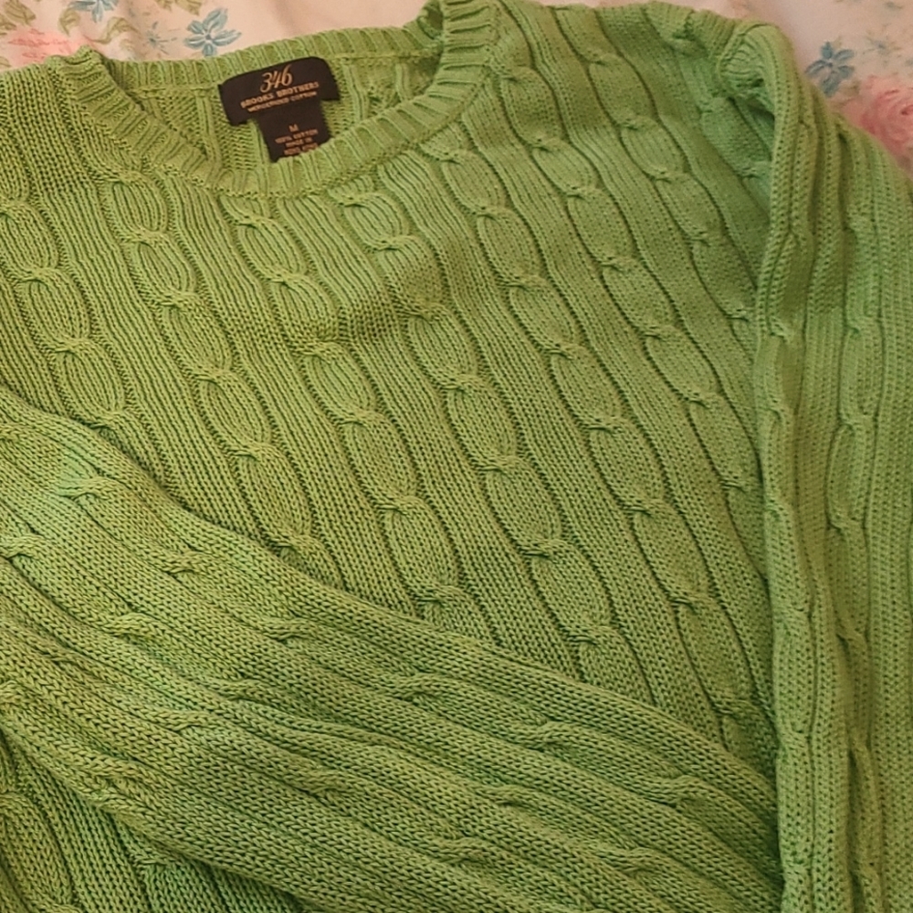 Brooks Brothers Green Cable Knit Sweater - Picture 3 of 6